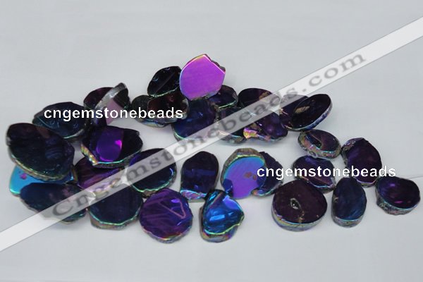 CTD575 Top drilled 20*30mm - 30*45mm freeform plated agate beads