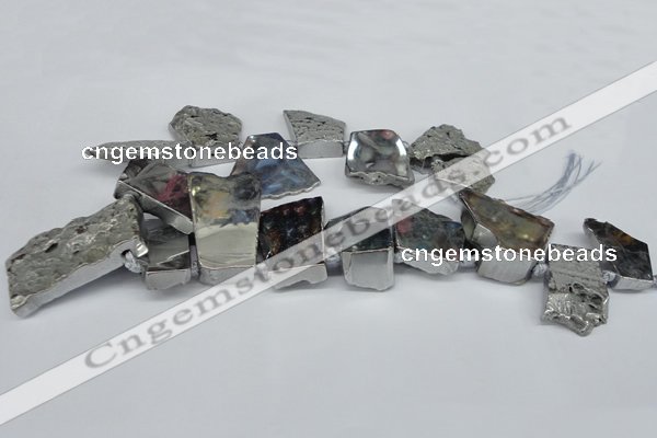 CTD577 Top drilled 20*30mm - 30*50mm freeform plated agate beads