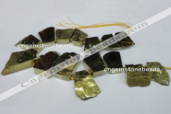 CTD578 Top drilled 20*30mm - 30*50mm freeform plated agate beads