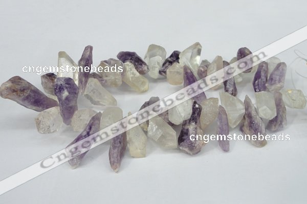 CTD621 12*22mm - 15*40mm nuggets amethyst & white crystal beads