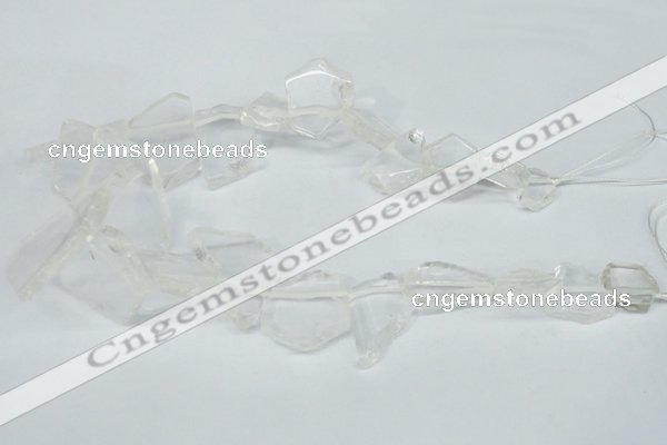 CTD628 Top drilled 15*20mm - 30*40mm freeform white crystal beads