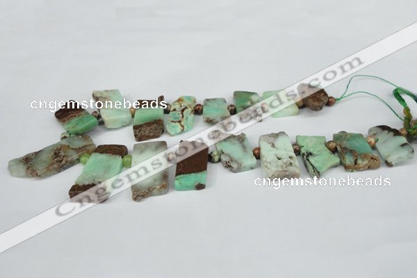 CTD638 Top drilled 15*25mm - 20*40mm freeform australia chrysoprase beads