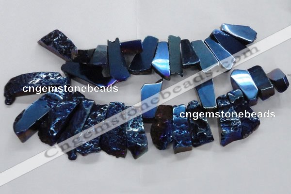 CTD747 Top drilled 15*25mm - 20*65mm freeform plated agate beads