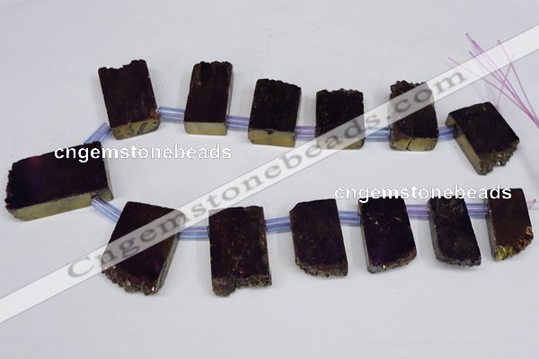 CTD757 Top drilled 15*25mm - 25*40mm freeform plated quartz beads