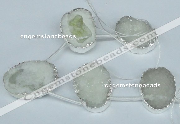 CTD767 30*35mm - 35*45mm freeform agate beads with brass setting