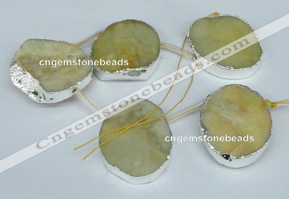 CTD768 30*35mm - 35*45mm freeform agate beads with brass setting