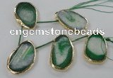 CTD774 30*45mm - 35*50mm freeform agate beads with brass setting