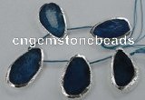 CTD775 30*45mm - 35*50mm freeform agate beads with brass setting