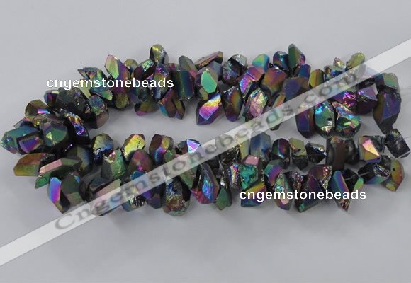 CTD777 Top drilled 10*16mm - 12*20mm nuggets plated quartz beads