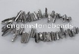 CTD783 Top drilled 8*18mm - 8*35mm nuggets plated quartz beads