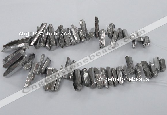 CTD783 Top drilled 8*18mm - 8*35mm nuggets plated quartz beads