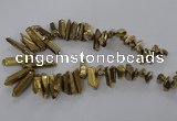 CTD785 Top drilled 8*18mm - 8*35mm nuggets plated quartz beads