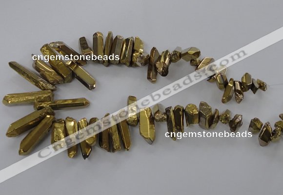 CTD785 Top drilled 8*18mm - 8*35mm nuggets plated quartz beads