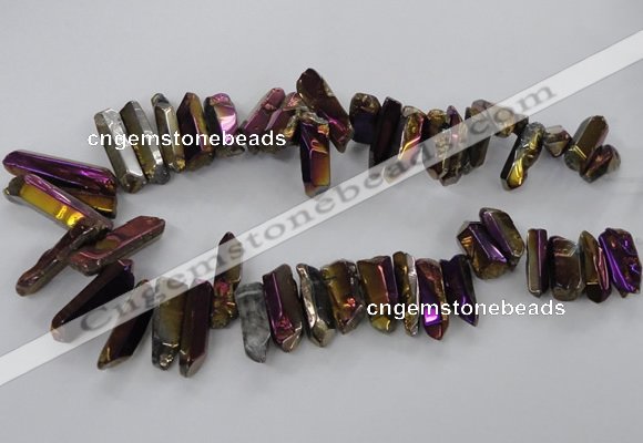 CTD786 Top drilled 8*18mm - 8*35mm nuggets plated quartz beads