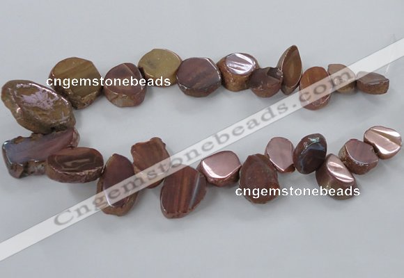 CTD788 Top drilled 15*20mm - 25*35mm freeform plated agate beads