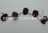 CTD809 Top drilled 20*30mm - 25*35mm freeform plated agate beads