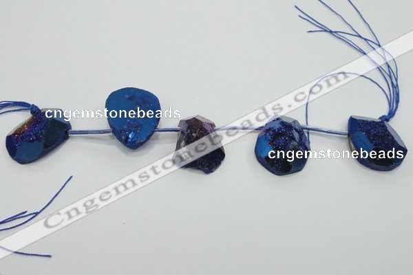 CTD810 Top drilled 20*30mm - 25*35mm freeform plated agate beads