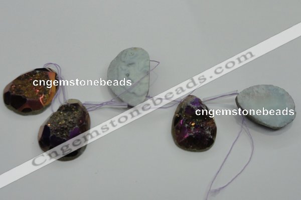 CTD814 Top drilled 25*35mm - 35*45mm freeform plated agate beads