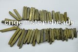 CTD832 15.5 inches 6*30mm - 8*65mm sticks plated agate beads