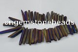 CTD834 15.5 inches 6*30mm - 8*65mm sticks plated agate beads