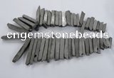 CTD835 Top drilled 6*25mm - 8*55mm sticks plated agate beads