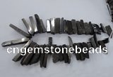 CTD836 Top drilled 6*25mm - 8*55mm sticks plated agate beads