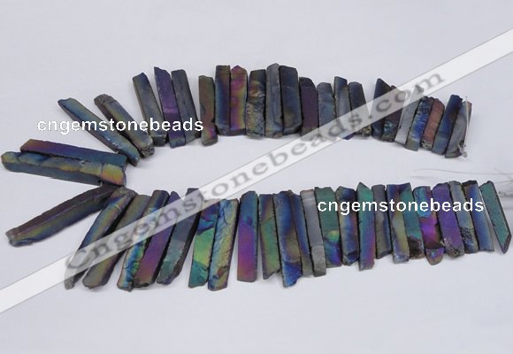 CTD843 Top drilled 6*25mm - 8*55mm sticks plated agate beads