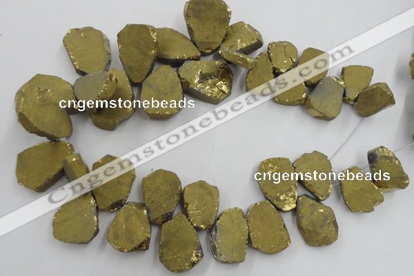 CTD901 Top drilled 15*20mm - 20*30mm freeform plated quartz beads