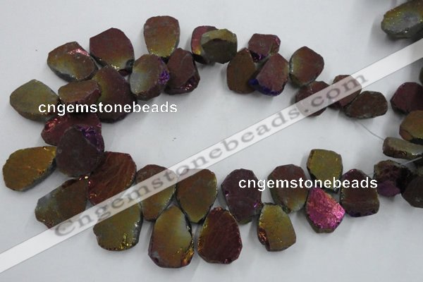 CTD903 Top drilled 15*20mm - 20*30mm freeform plated quartz beads