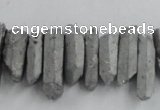 CTD910 Top drilled 5*15mm - 6*25mm wand plated quartz beads