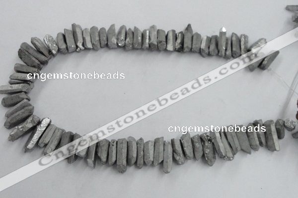 CTD910 Top drilled 5*15mm - 6*25mm wand plated quartz beads