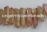 CTD911 Top drilled 5*15mm - 6*25mm wand plated quartz beads