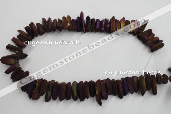 CTD912 Top drilled 5*15mm - 6*25mm wand plated quartz beads