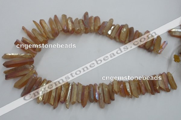 CTD917 Top drilled 6*25mm - 8*40mm wand plated quartz beads