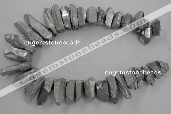 CTD922 Top drilled 15*20mm - 18*38mm wand plated quartz beads