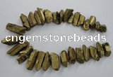 CTD924 Top drilled 15*20mm - 18*38mm wand plated quartz beads