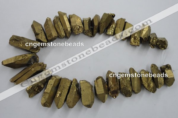 CTD924 Top drilled 15*20mm - 18*38mm wand plated quartz beads