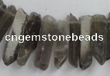 CTD927 Top drilled 6*18mm - 6*35mm wand smoky quartz beads