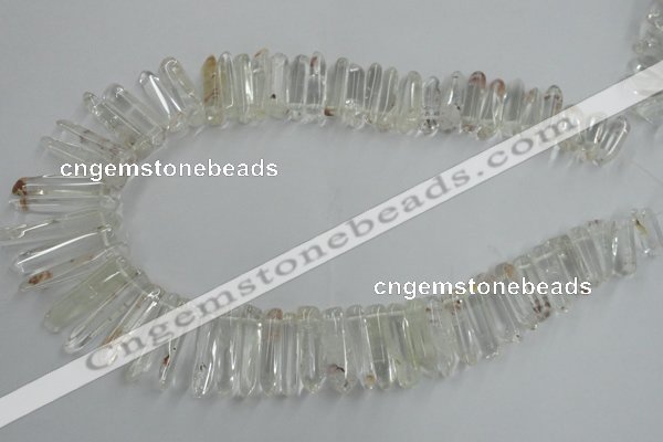 CTD935 Top drilled 6*15mm - 7*40mm wand AB grade white crystal beads