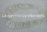 CTD936 Top drilled 6*15mm - 7*40mm wand A grade white crystal beads