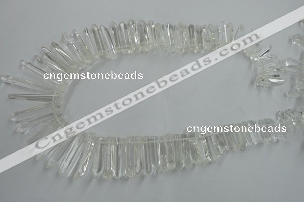 CTD936 Top drilled 6*15mm - 7*40mm wand A grade white crystal beads