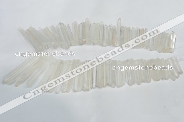 CTD939 Top drilled 5*25mm - 6*60mm sticks white crystal beads