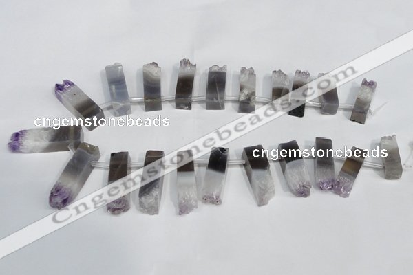 CTD940 Top drilled 8*25mm - 10*40mm sticks druzy amethyst beads