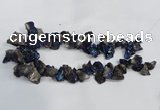 CTD945 Top drilled 10*15mm - 15*25mm nuggets plated druzy agate beads