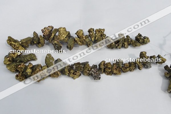 CTD946 Top drilled 10*15mm - 15*25mm nuggets plated druzy agate beads