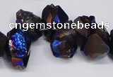 CTD948 Top drilled 8*10mm - 18*25mm faceted nuggets plated amethyst beads