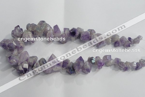 CTD952 Top drilled 8*12mm - 18*25mm faceted nuggets plated amethyst beads