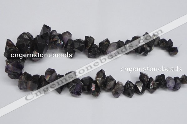 CTD956 Top drilled 8*10mm - 18*25mm faceted nuggets plated amethyst beads