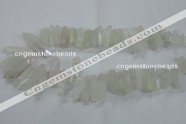 CTD957 Top drilled 8*20mm - 10*35mm nuggets AB-color white crystal beads