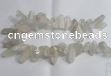 CTD958 Top drilled 10*20mm - 15*35mm nuggets AB-color white crystal beads